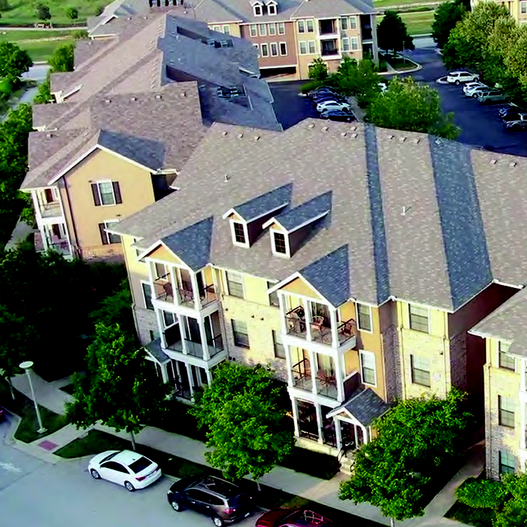 View of apartment complex from above